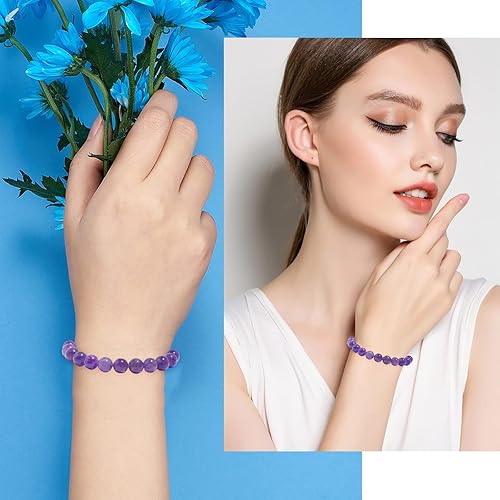 Miniatura 2 de XIANNVXI Pulseras de cristal para mujer, pulsera de cuentas de 0.315 pulgadas, elástica, elástica, curativa, para la ansiedad, pulsera de cristal