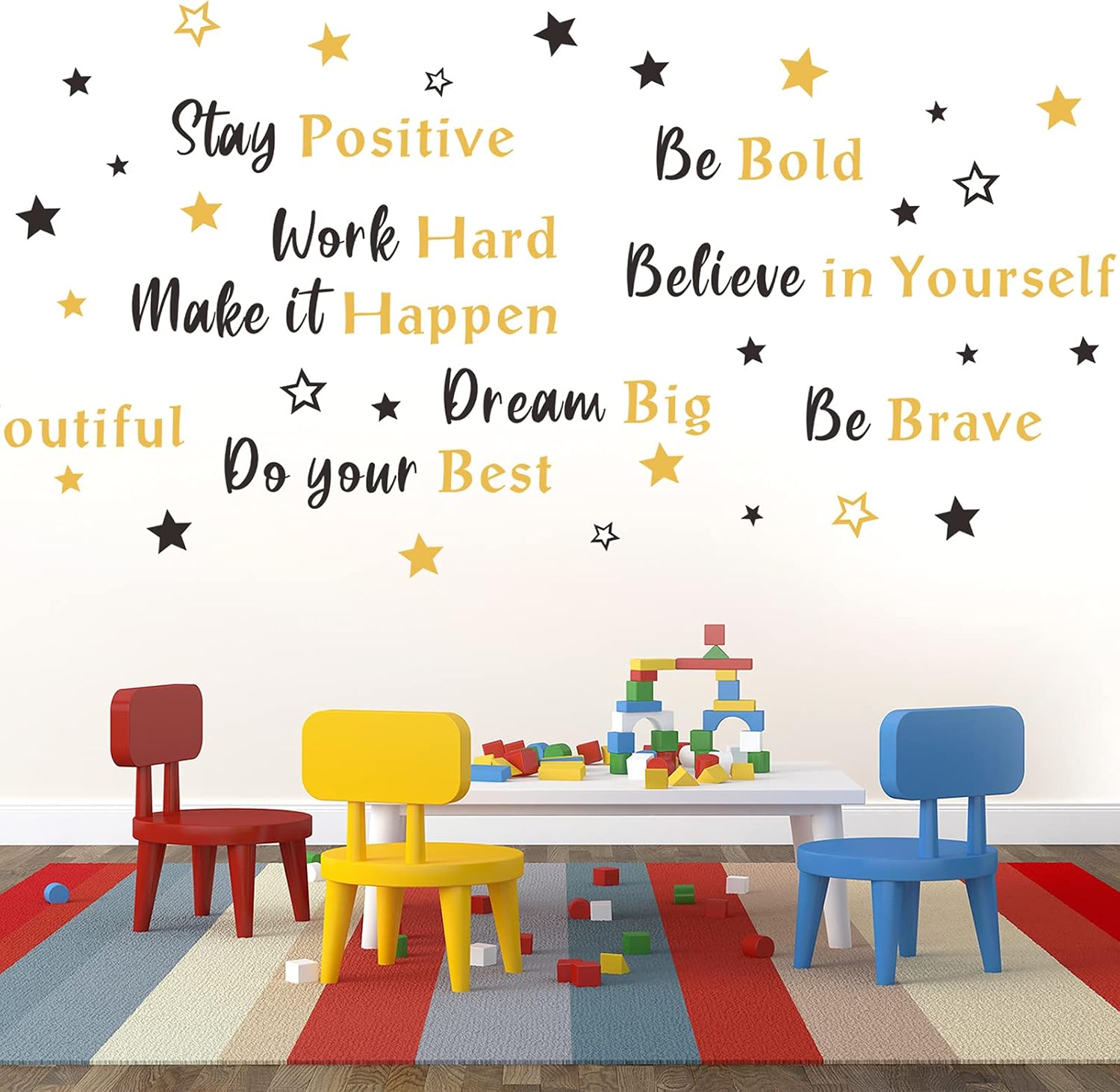 Amazon.com: 6 Sheets Inspirational Wall Decals Peel and Stick Be Bold ...