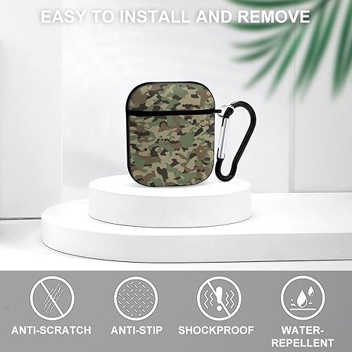 Miniatura 3 de Funda protectora de silicona compatible con AirPods 2 y 1 (camuflaje militar de camuflaje frío)