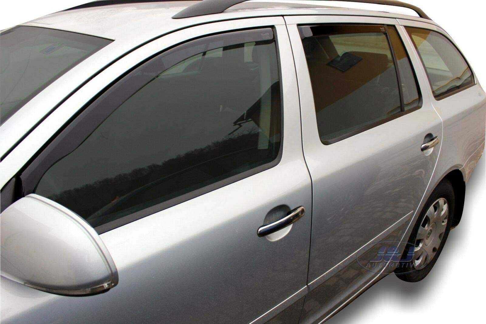 J&J AUTOMOTIVE Deflettori d'Aria per Skoda Octavia 2 Wagon 2004-2013, Set da 4 Pezzi, Nero Fumé Oscurato Heko