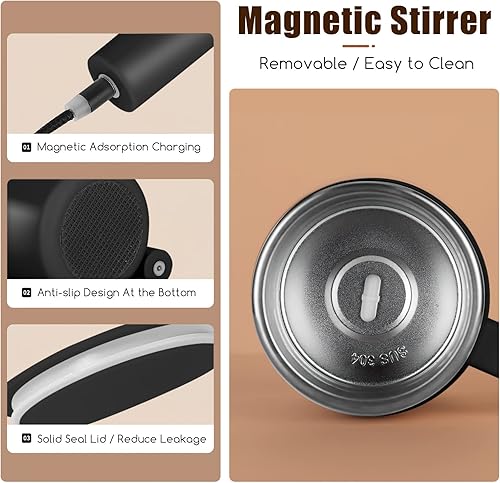 Miniatura 2 de Taza de café autoagitable taza de café automática recargable con agitador magnético y tapa, taza de café de viaje para leche, cacao, oficina,