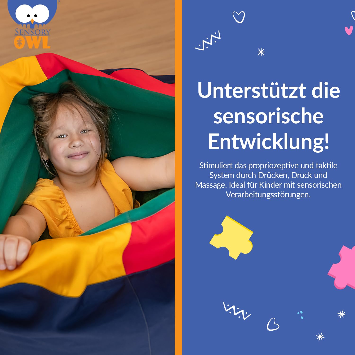 Sensorischer Tunnel Pouf Mit Füllung 2in1 Für Kinder 90 x 70 cm Sitzkissen Sinnestunnel Spieltunnel Polystyrol Kugeln Wasserdichter Bezug Stressabbau Autismus ADHD Hilfsmittel