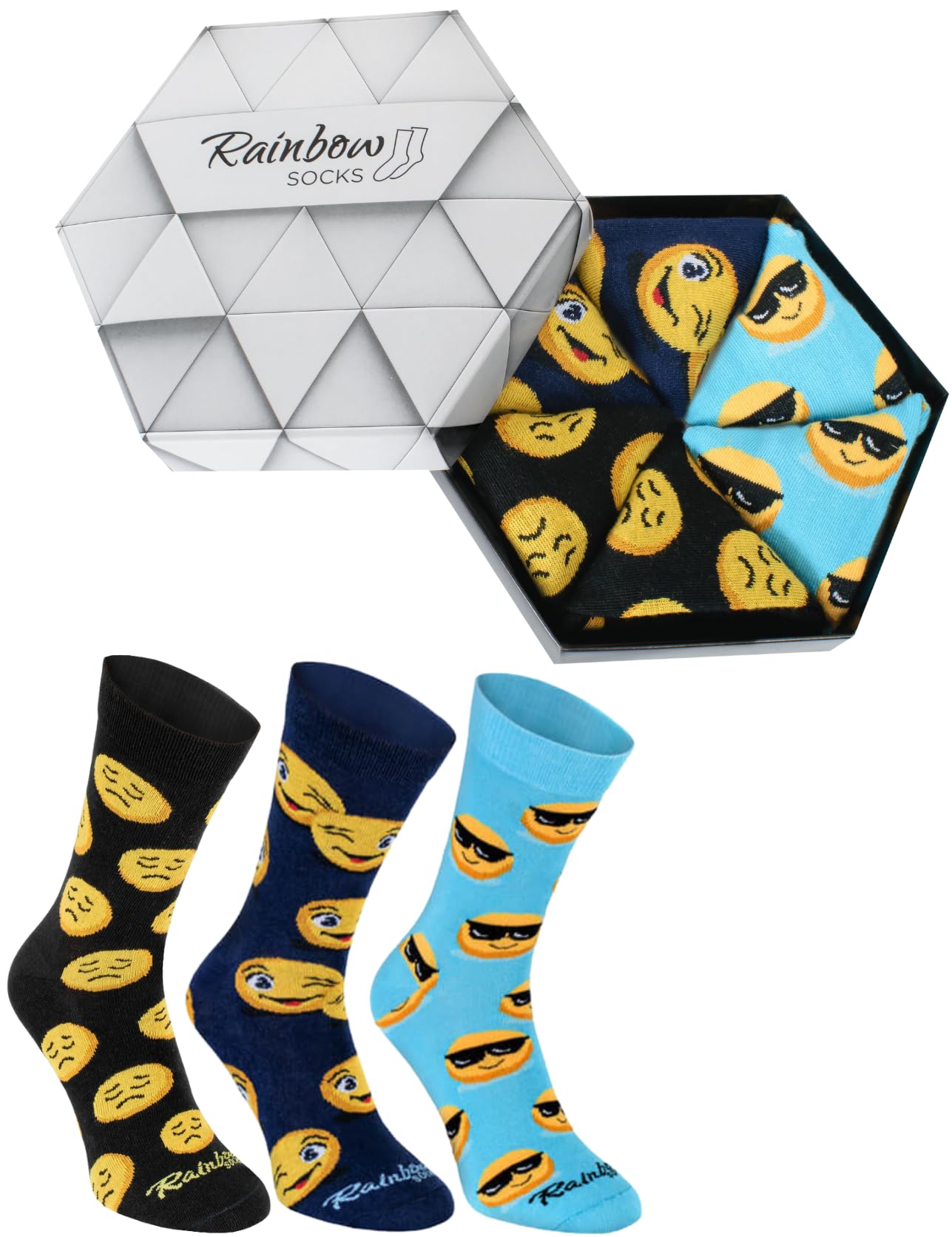 Rainbow Socks Herren-Socken Box – 3 Paar, Größe 41-46, Aus Gekämmter Baumwolle