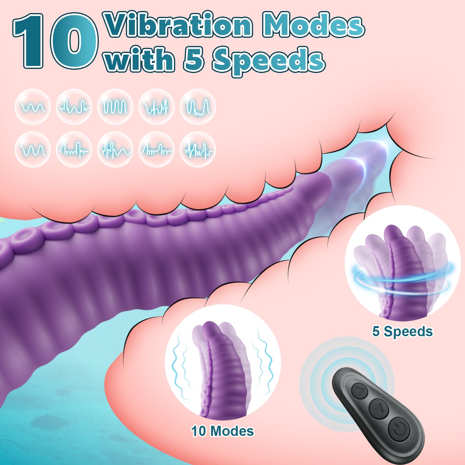 Sex Toys Riding Monster Dildos - Adult Toys Fantasy Tentacle Dildo Vibrator with 10 Modes for G Spot Vagina Anal Stimulation, Vibrating Suction Cup Vibrator Silicone Dragon Dildo, Adult Sex Toys Games