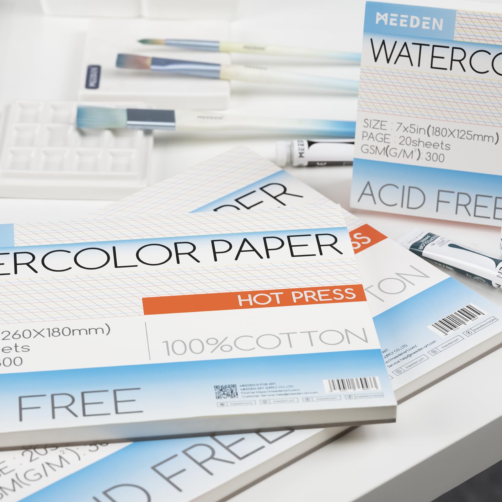 MEEDEN Carnet de Papier Aquarelle: 20 Feuilles de Carnet Aquarelle 53 x 38cm - 100% Coton - 300 gsm Bloc de Papier Aquarelle sans Acide pour Aquarelle Gouache Encre - Grain Fin