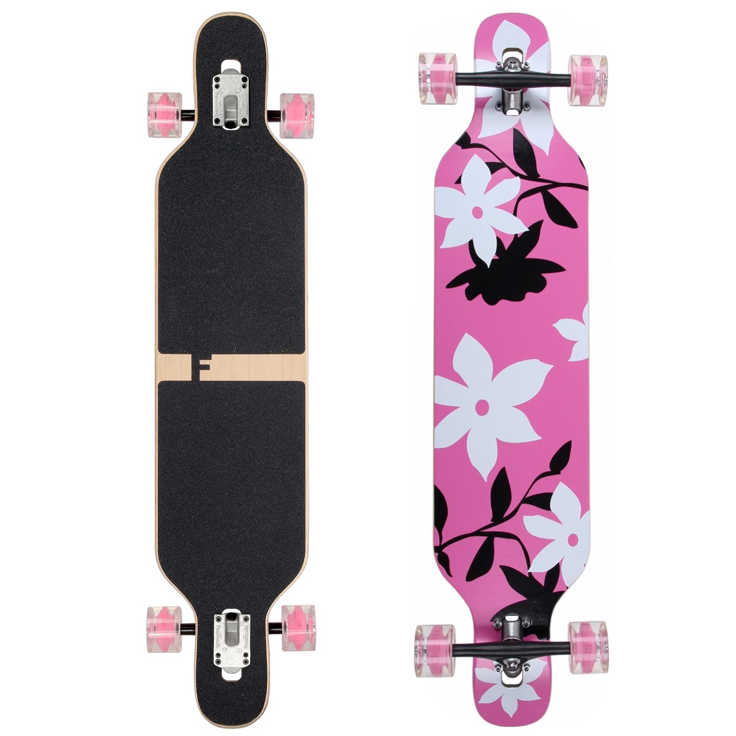 FunTomia Longboard Freeride Drop Through 42 Pollici (107cm) 9 PLY di Acero Canadese / Mach1 ABEC-11 Cuscinetti