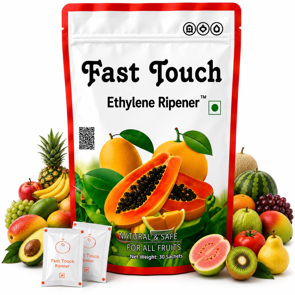 Natural Ethylene Mango Ripening Sachets for Mango, Banana, Papaya & Fruits | FSSAI Recommended | Chemical-Free | No Calcium Carbide | Ripens Up to 10 Kg per Sachet | 100 Pack-image-49