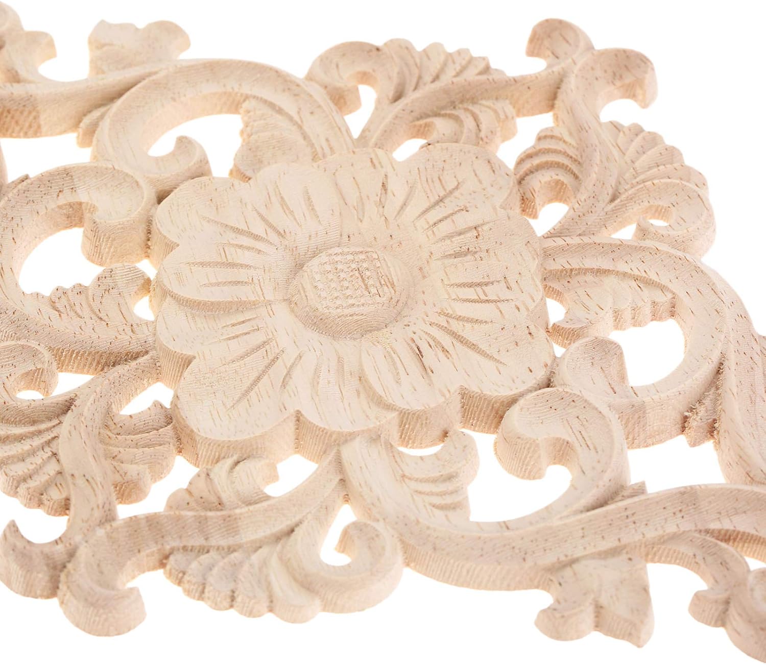 Apliques Tallados En Madera Con Diseño De Flores - 4 Piezas De 10x10 Cm, De Madera De Caucho, Para Decorar Muebles Y Puertas