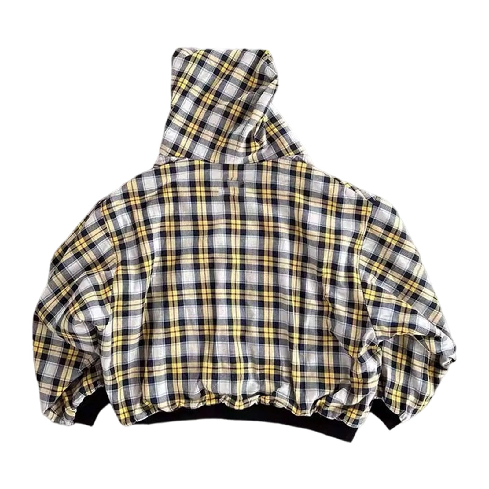 Veste Homme Bombers Réversible Zip Doublure Carreaux Automne Capuche Chic Casual Oversize Ample Chaud Épais Confortable Large Retro Urbain Streetwear Hiver Doux