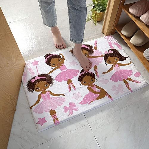 Miniatura 3 de Alfombra de baño de felpa suave de 16 x 24 pulgadas, bonita bailarina negra absorbente de microfibra lujosa, alfombra de noche de goma