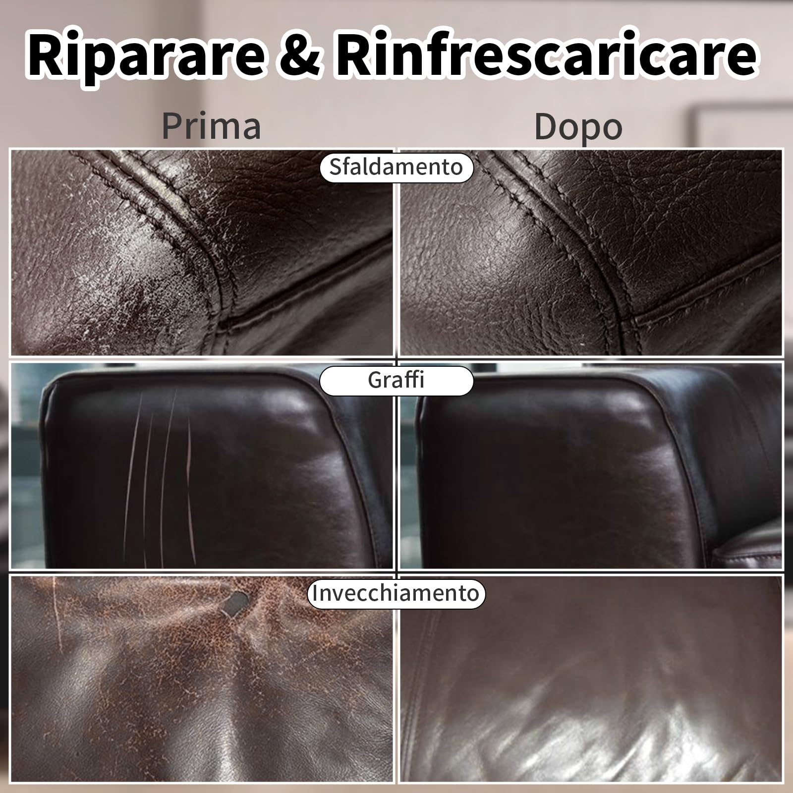 240g Riparazione Pelle con Balsamo,Marrone Scuro Kit Riparazione Pelle per la Riparazione della Pelle,Ricolorante Pelle,Riparazione Sedili Auto,Ripara Pelle Divano,Rinnova Pelle Giacca,Scarpe,Sella