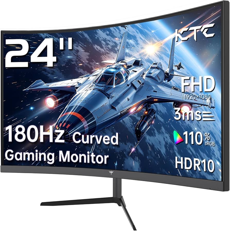 KTC ゲーミングモニター 24インチ フルHD 180Hz 湾曲 1500R Amazon.com: KTC 24 Inch 1500R Curved Gaming Monitor,180Hz 1ms FHD