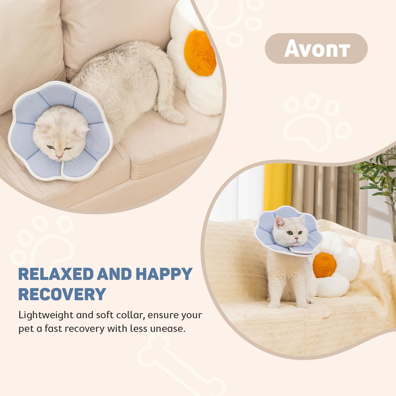 Avont エリザベスカラー 犬用 猫用 ソフト 軽量 手術後 傷口保護 舐め防止 引っ搔き防止 （グレー）