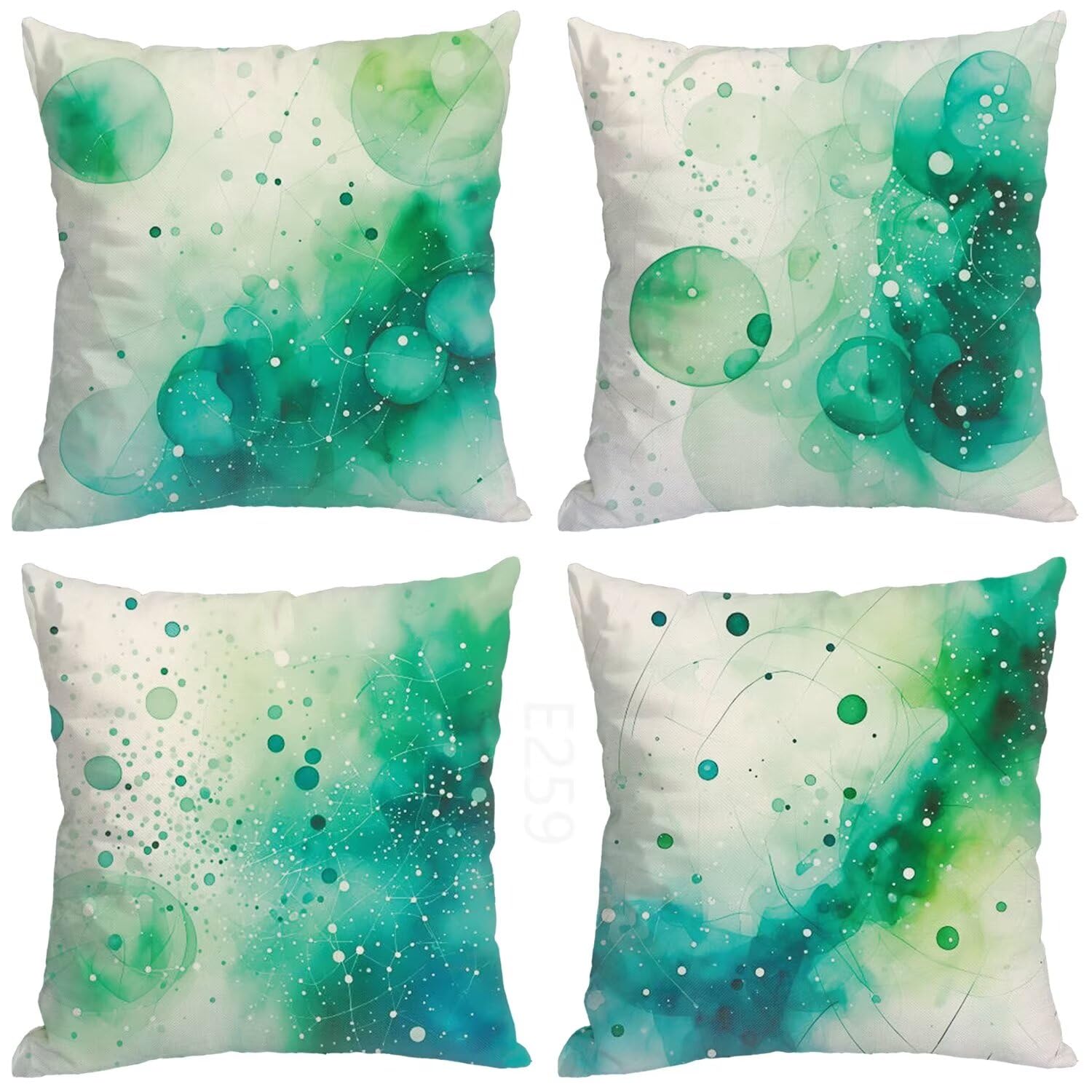 Verde Beige Federe Cuscini Divano 70x70cm,4 Pack Astratto Estate Esterno Cuscini per Divano,Doppio Lato Quadrato Morbido Cuscini Divano,per Divano Soggiorno Sedia Autunno Dekoration Cuscino LY-259