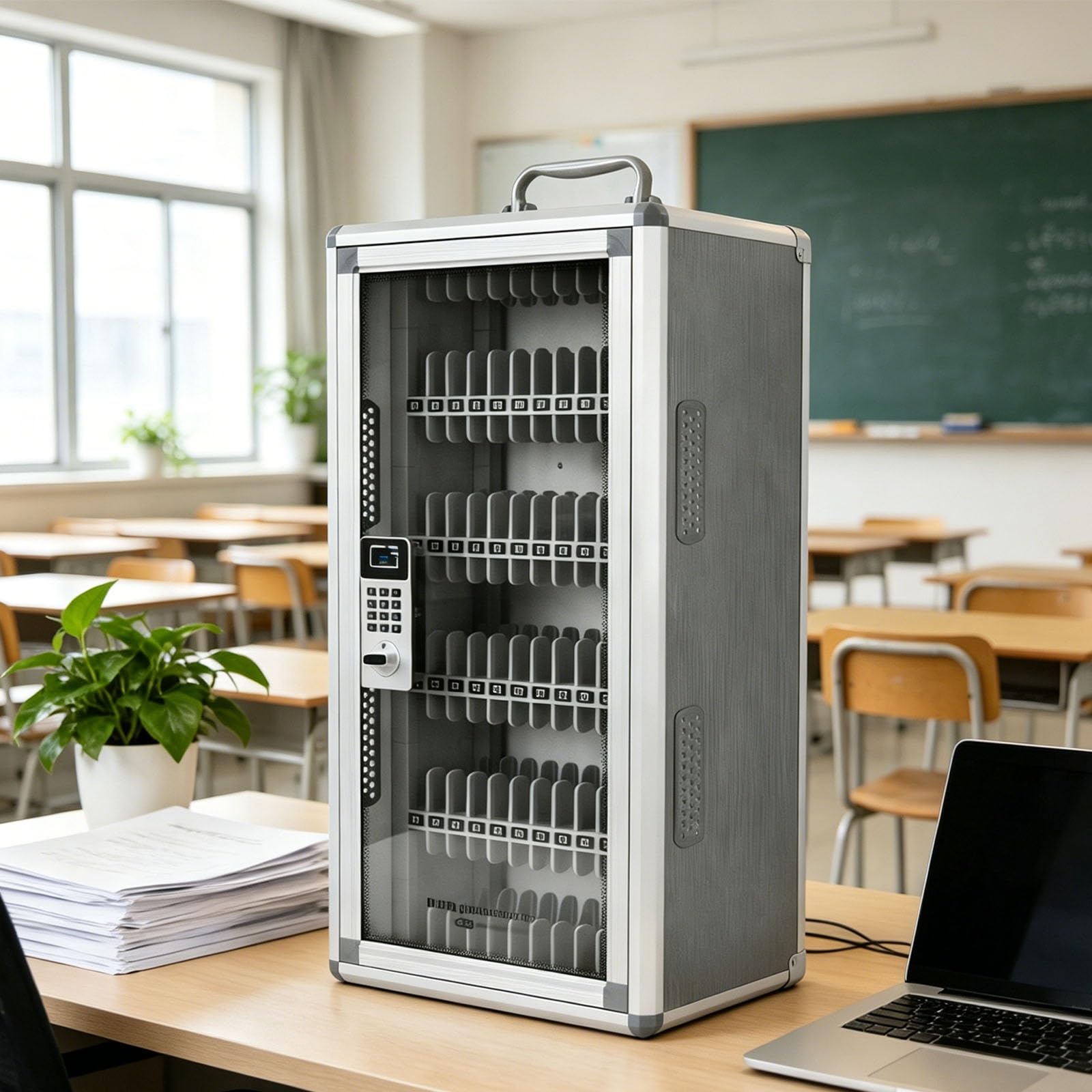 Armadietto in Acrilico per cellulari, Contenitore Portatile Trasparente con Serratura a Combinazione e Numero, Tasca a Muro per Aula, Ufficio, Palestra, Fabbrica (15 Scomparti)