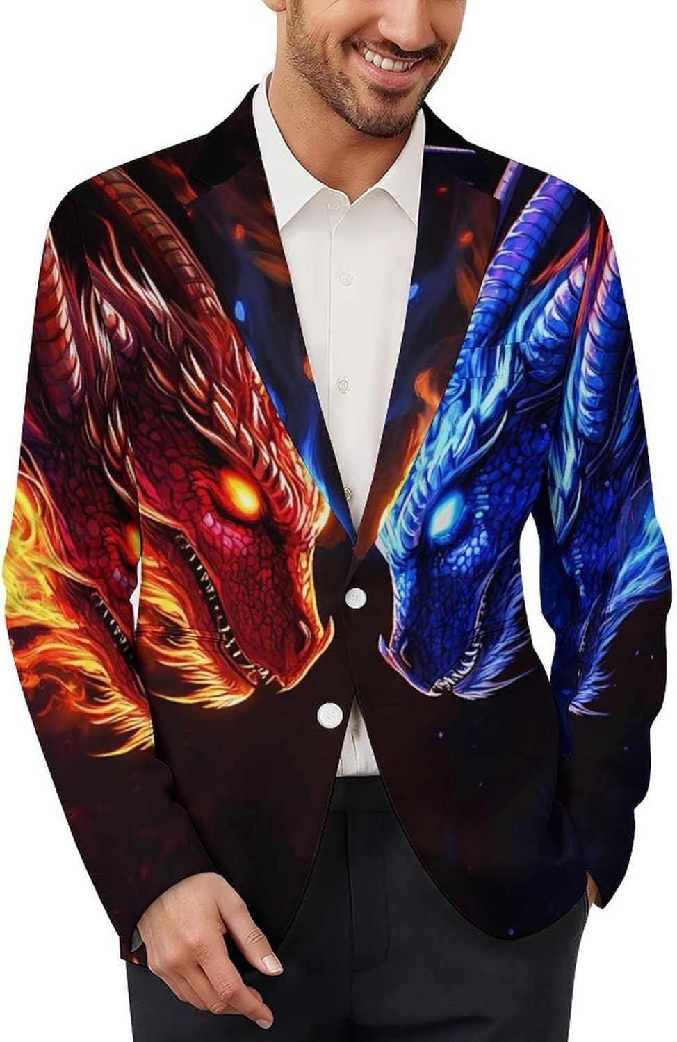 Ice and Fire Dragon Suit Jacket for Men Print Coat Jackets Dress Suits Party Wedding