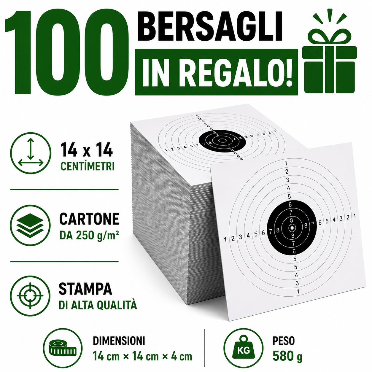Supporto per bersagli in acciaio 14x14 cm per Airsoft, Airgun, pellet - Nero