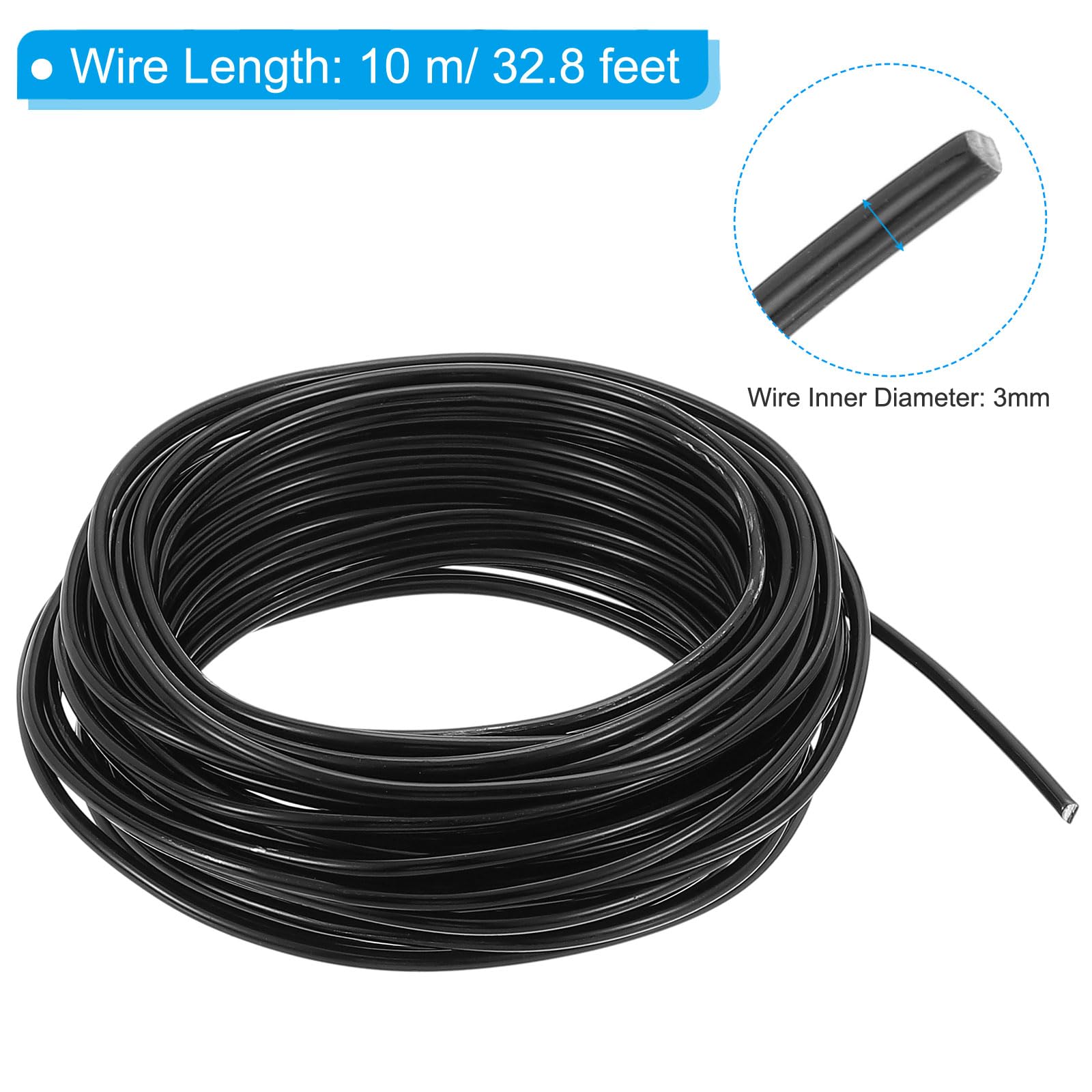 PATIKIL 3mm Bonsai Training Wire, 1 Roll Floral Wire Stems Anodized Aluminum Tree Wire 32.8 Feet Total for Gardening Branch Fixing, Black