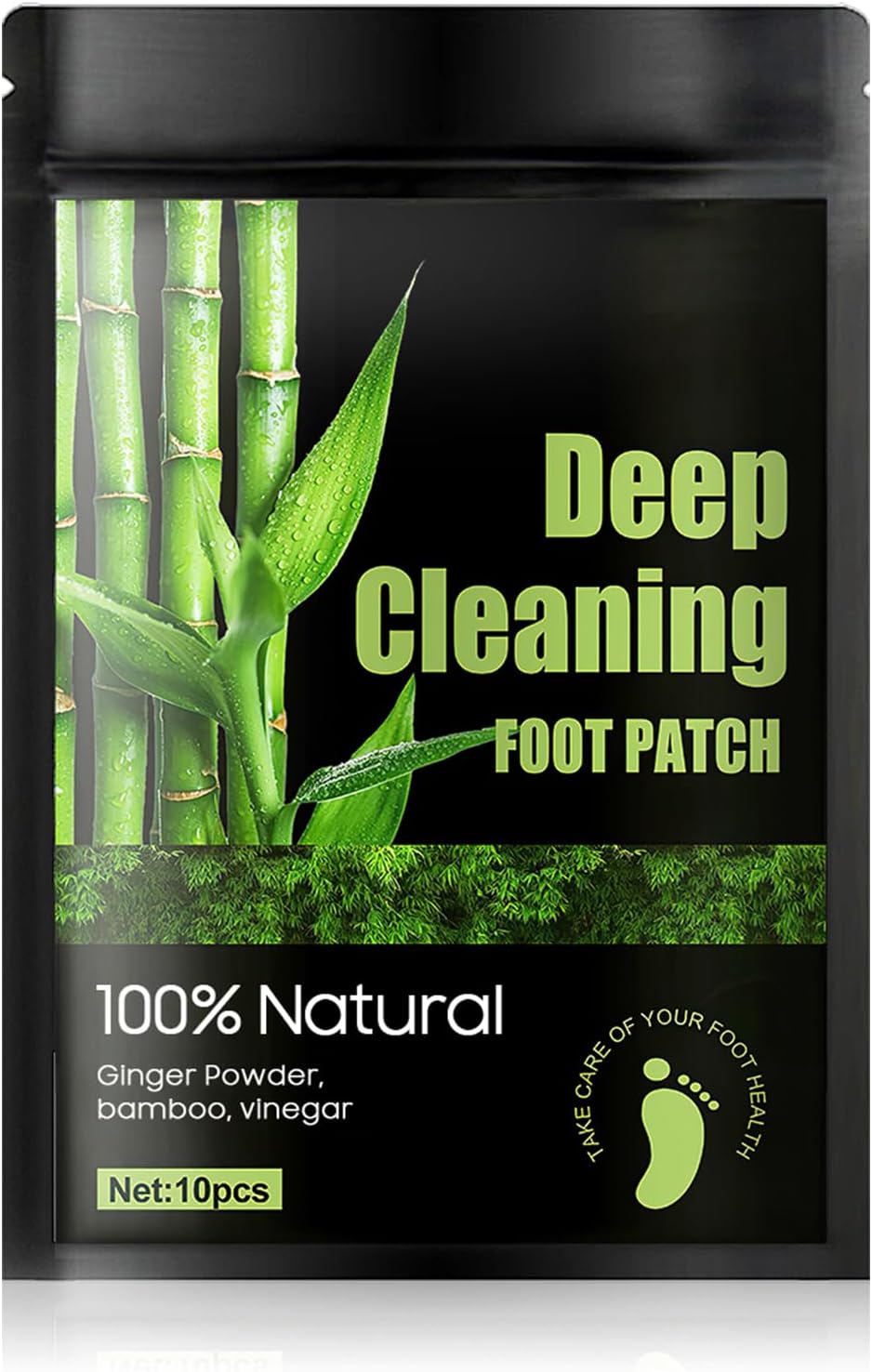 Bamboo Foot Patches - 10 PCS, Deep Cleansing with Ginger and Vinegar, Relieves Stress and Improves Sleep, Natural Ingredients, Suitable for Most People
