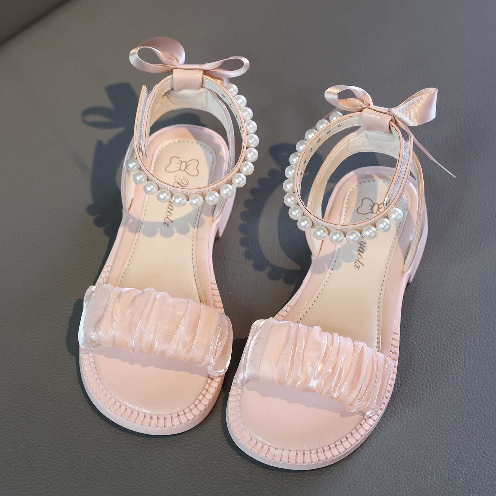 YHQZNLXQ Sandali Ragazza, Punta Aperta, Cinturino alla Caviglia, Scarpe Eleganti, Festa di Nozze, per Bambini, Scarpe da Principessa, per Neonati