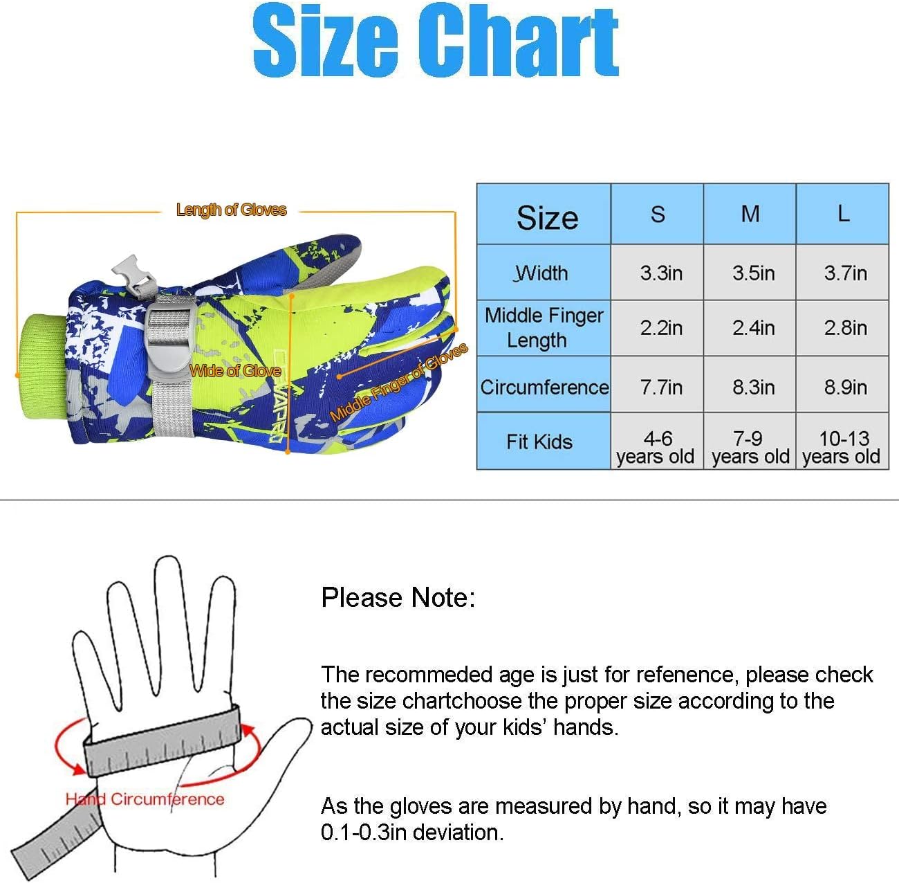 COMENOLE Kids Ski Gloves Winter Warm Snow Gloves Waterproof Cold Weather Gloves for Boys Girls Skiing Snowboarding Sledding : Clothing, Shoes & Jewelry
