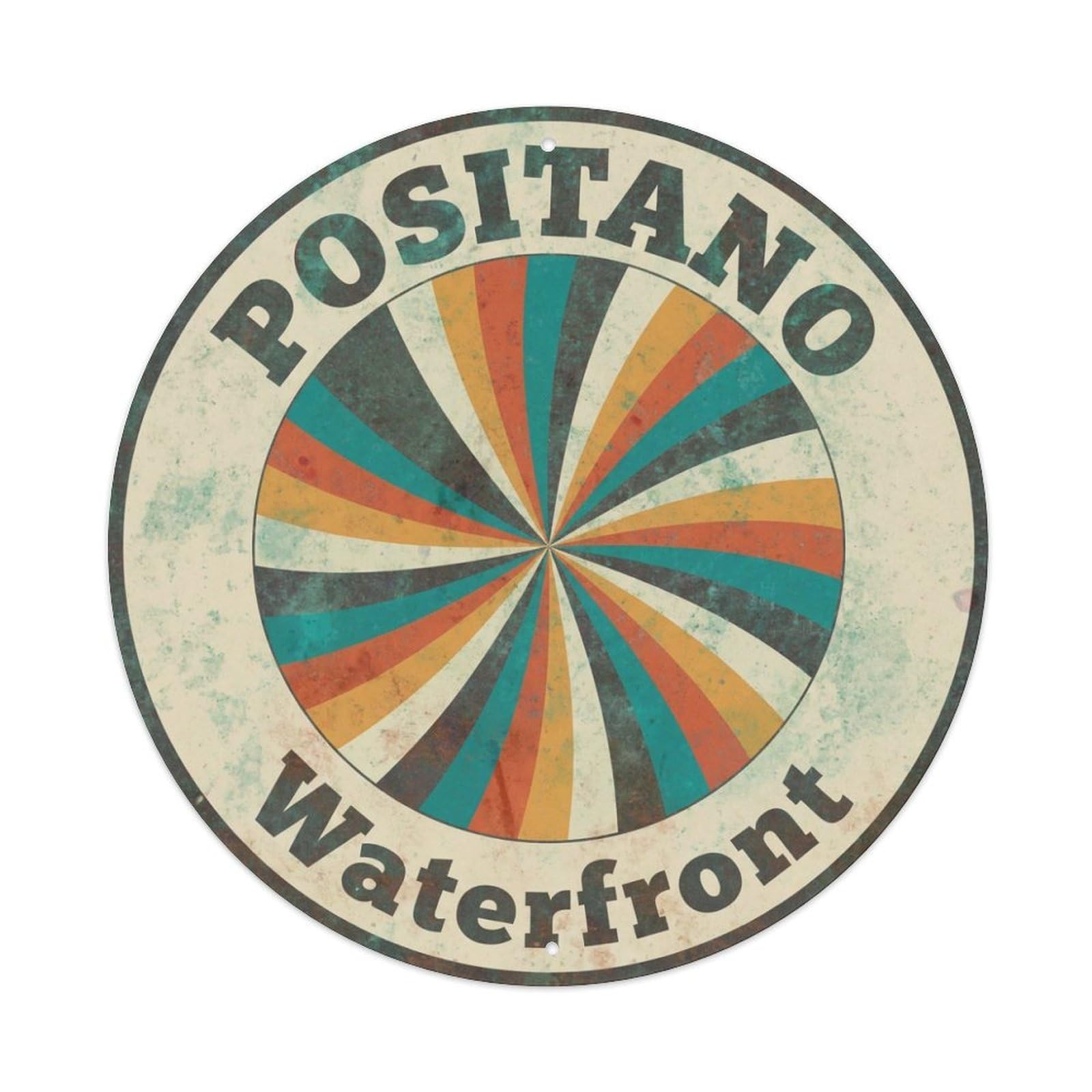 Vintage Travel Positano Italy Hillside Metal Tin Sign Plaque