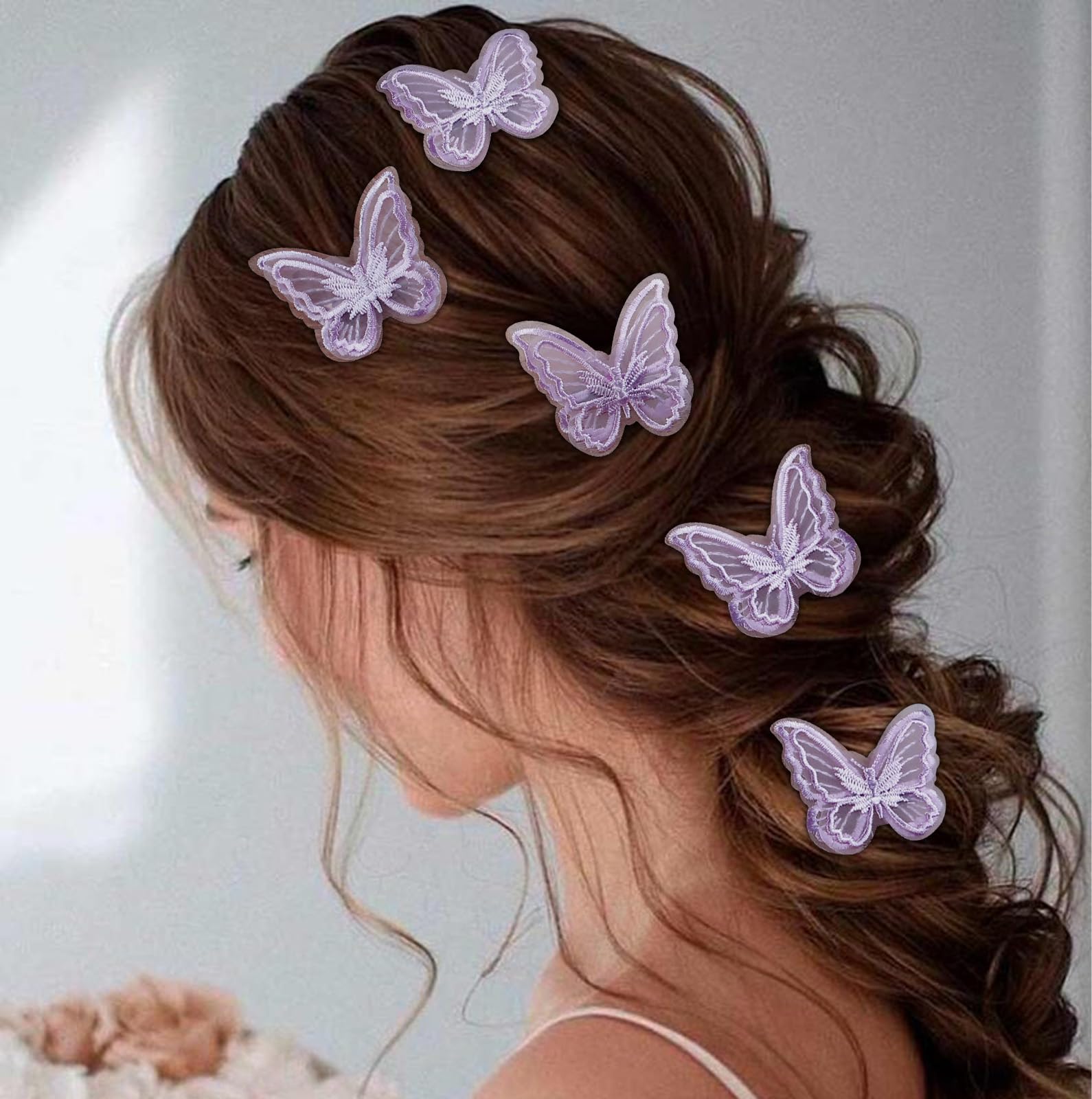 Amazon.com : 12Pcs Purple Butterfly Hair Clips, Cute Lace  display picture 3