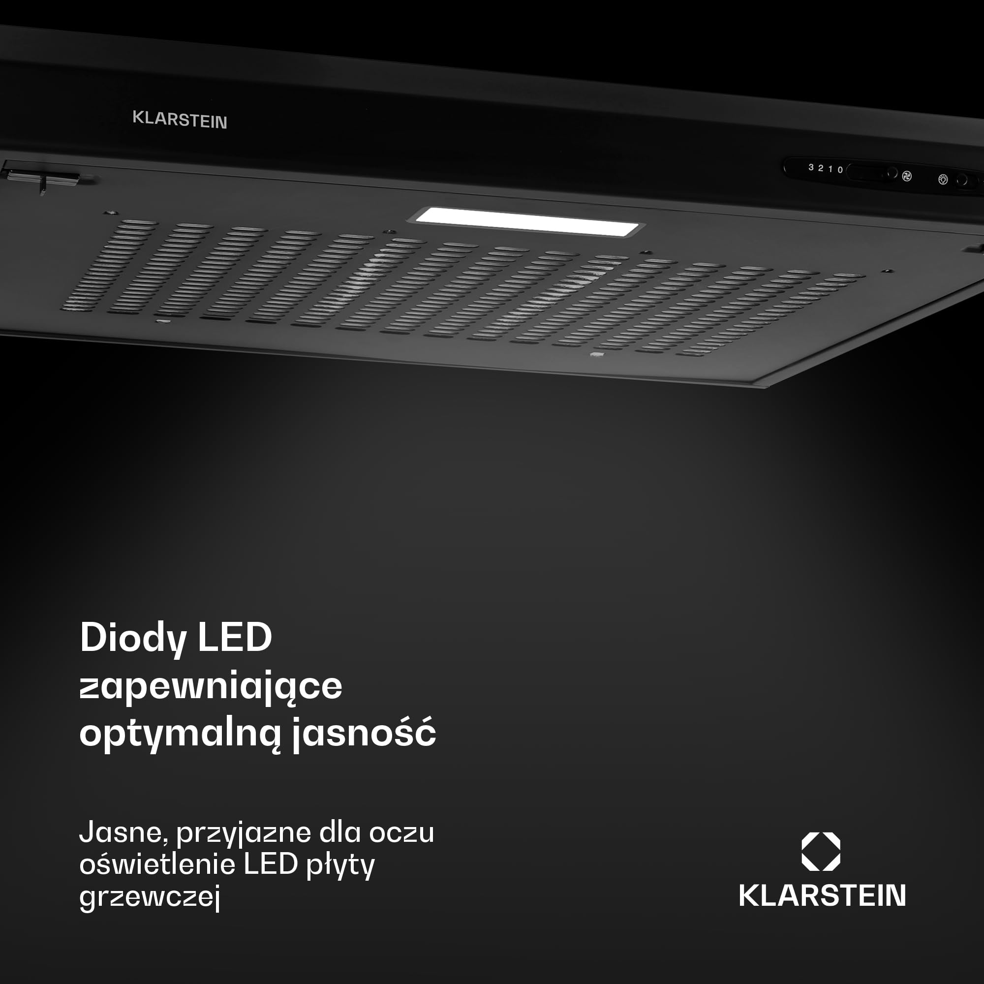 Klarstein UW60BL Okap kuchenny (115 W, 210 m3/h, stal nierdzewna) czarny