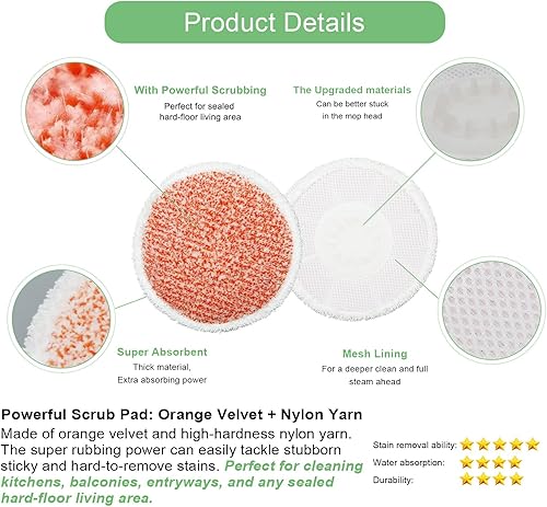 Miniatura 5 de Paquete de 8 almohadillas para trapeador S7000. Compatible con almohadilla de trapeador de vapor Shark. Almohadilla de fregona de vapor de repuesto