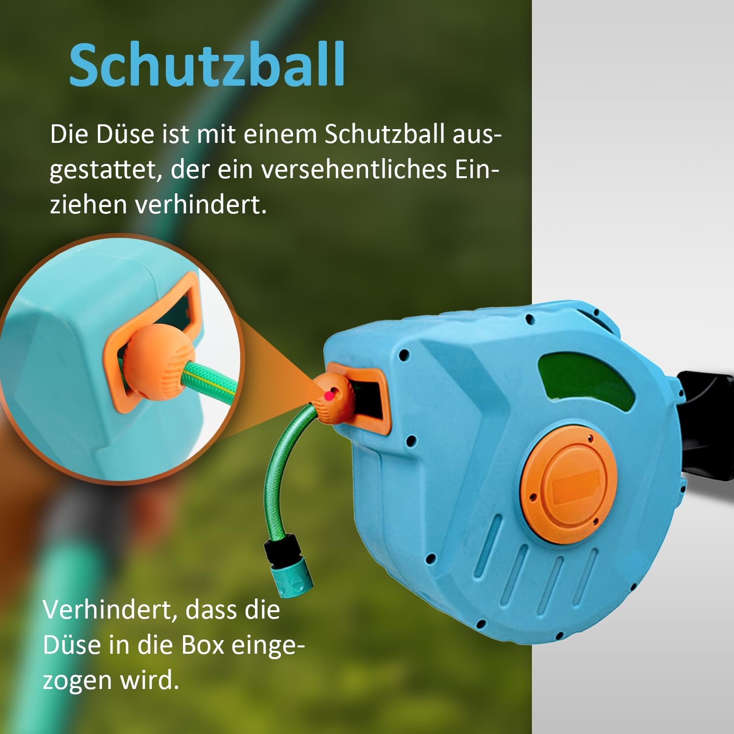 Kurflo Wand-Schlauchtrommel 20 m, Tragbare Schlauchtrommel, Automatischer Rückzug, mit Multifunktionsdüse & 180°-Drehbügel, Rostfrei, Geeignet für Gartenbewässerung, Reinigung, Autowäsche