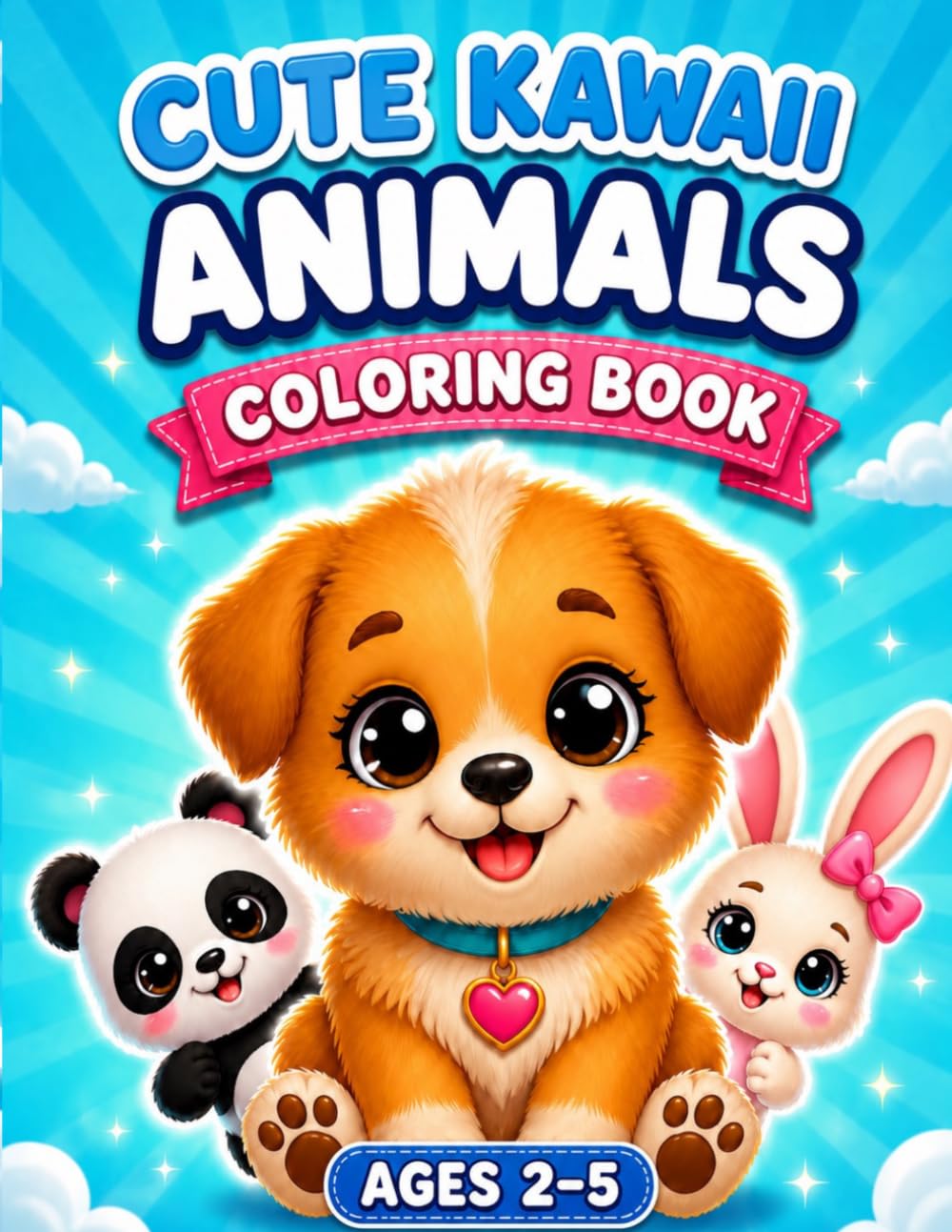 Cute Kawaii Animals Coloring Book for Toddlers Ages 2-5: Bold and Easy Designs | Simple and Big Pictures | Cute Animals Coloring Book for Preschool Kids