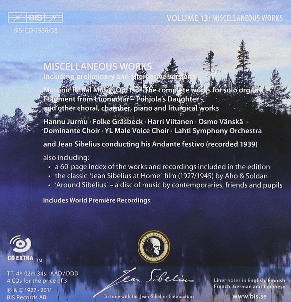 Sibelius Edition: Volume 13-Miscellaneous Works