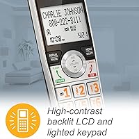 Vista 7 de AT&T CL84207 DECT 6.0 Teléfono con cable de 2 teléfonos para el hogar con largo alcance, contestador, bloqueo de llamadas, locutor de identificación
