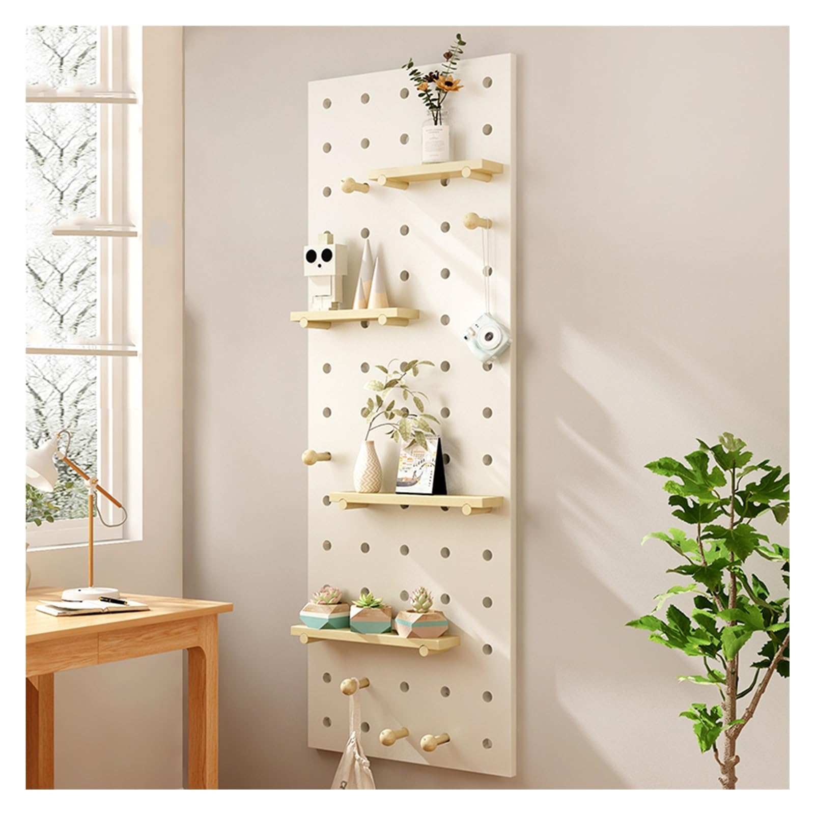 Pegboard Lochwand, 1 Stück Wandhalterung Steckbrett, Holz Veranstalter Anzeige, Hängend Mit Sortiment Werkzeug-Organizer Für Küche Zimmer Büro(40x120cm,1pcs)