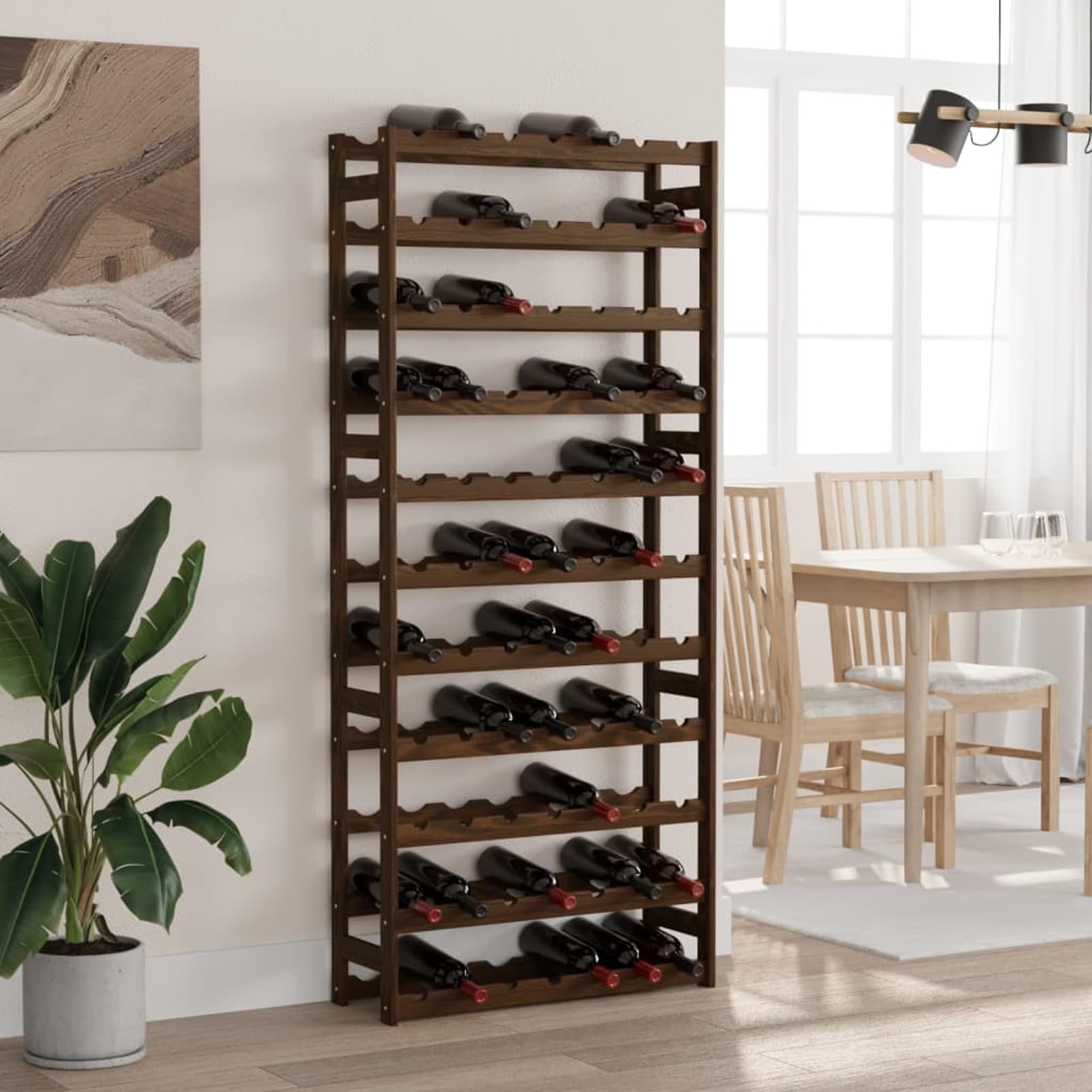 Gecheer Portabottiglie, per 77 bottiglie in legno massello di pino marrone, per cantina