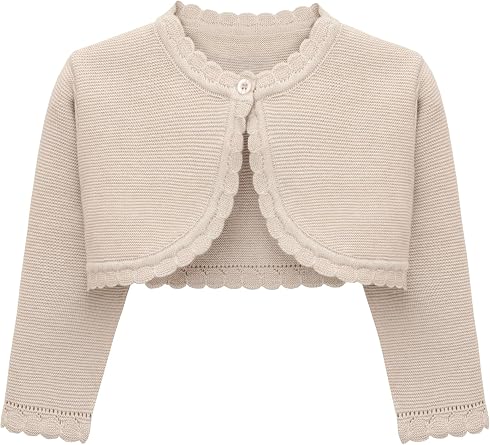 Lilax Girls Long Sleeve Cardigan Knit Button Closure Bolero Shrug