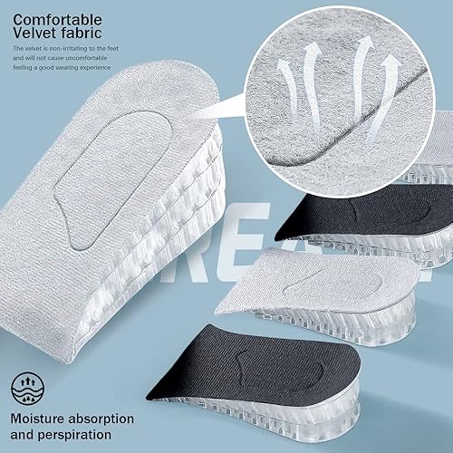 Almohadilla de talón para aumentar la altura, plantilla de aumento de altura, inserciones invisibles de levantamiento de talón, 3 capas de gel de