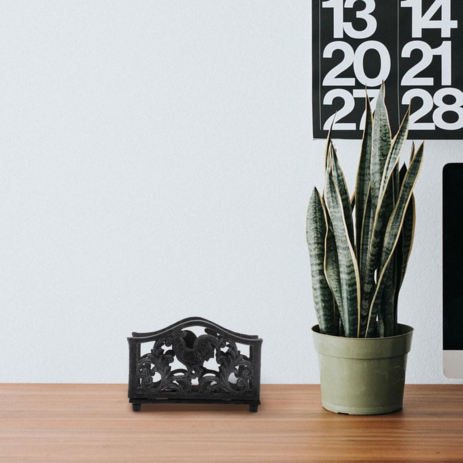 Iron Art Large Napkin Holder, Hollow Decorative Tissue Holder, Metal Serviette Rack for Restaurant and Home Tabletop Napkin Storage