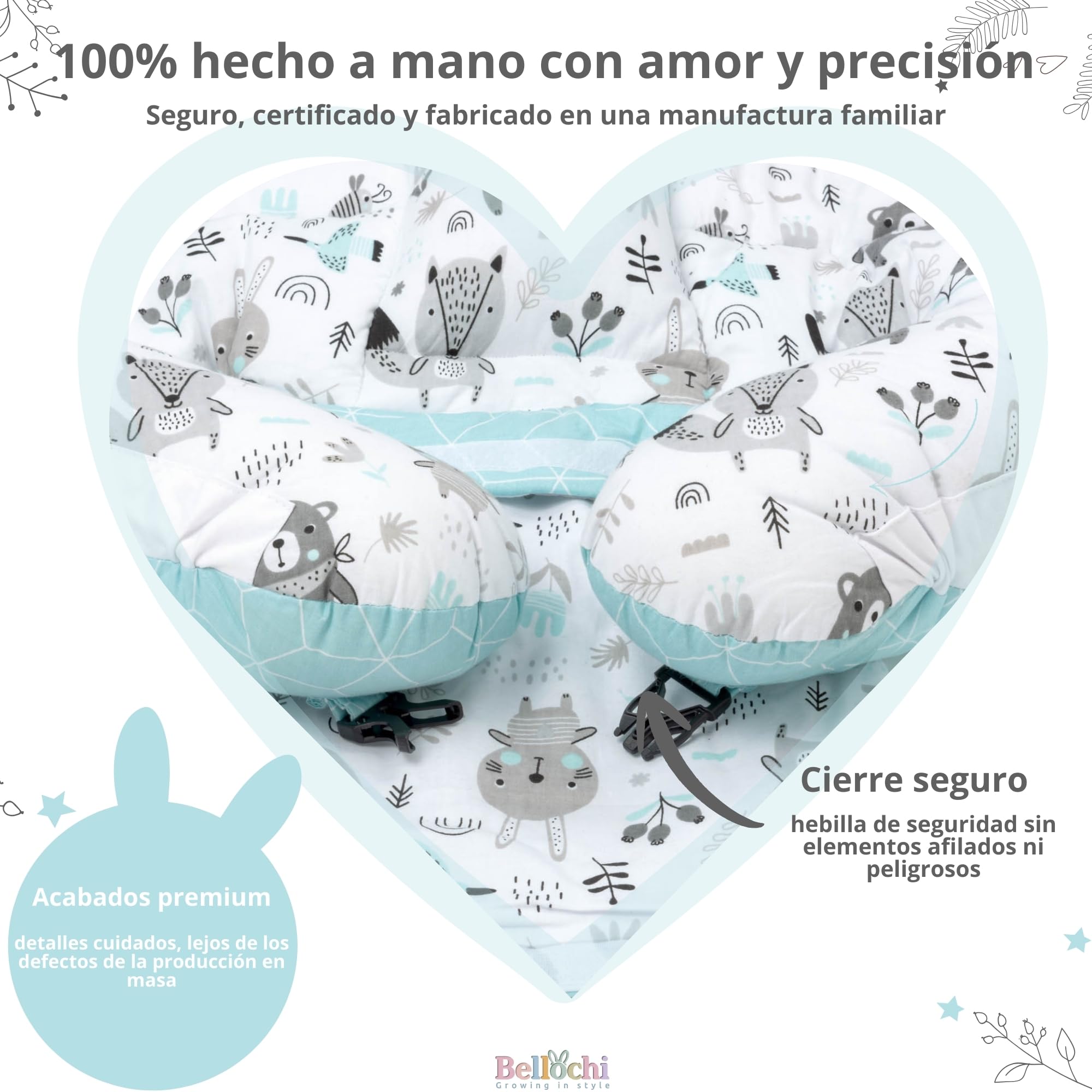 Bellochi Cocoon para Gemelos | Nido para Bebés 100x100 cm | Nido para Cuna | Nido para bebé | Multifuncional animaland