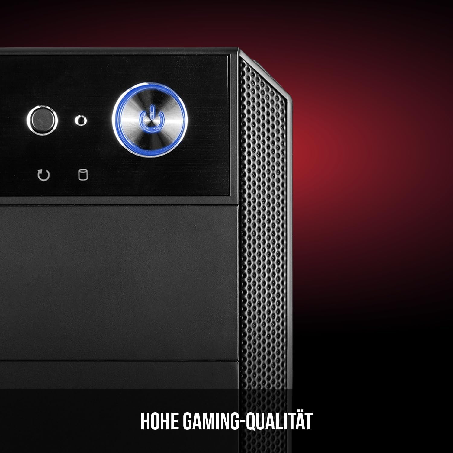 Close-up of the Modecom Oberon Pro front panel I/O ports, including USB and audio jacks