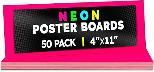 Miniatura 75 de Hygloss Tablero grande de póster de 22 x 28 pulgadas, 100 tableros de póster de colores neón surtidos a granel, 10 puntos de grosor, papel de póster