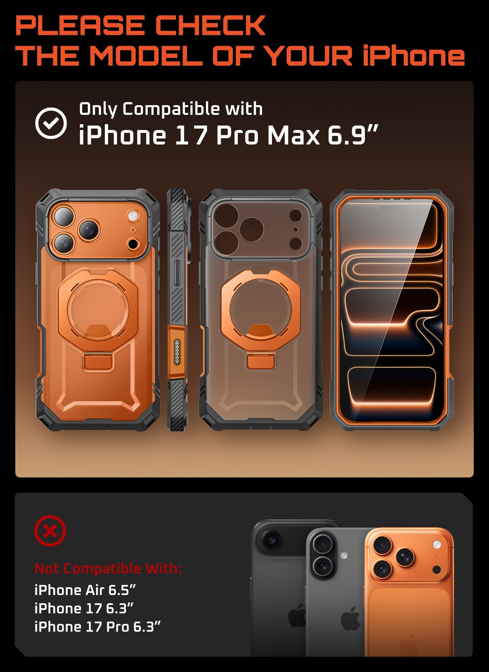 SUPCASE for iPhone 17 Pro Max Case (UBGrip Pro), [Built-in Tempered Glass Screen Protector & Stand] [Camera Control Cover] [Compatible with MagSafe] Full Body Heavy Duty Magnetic Phone Case, Coral