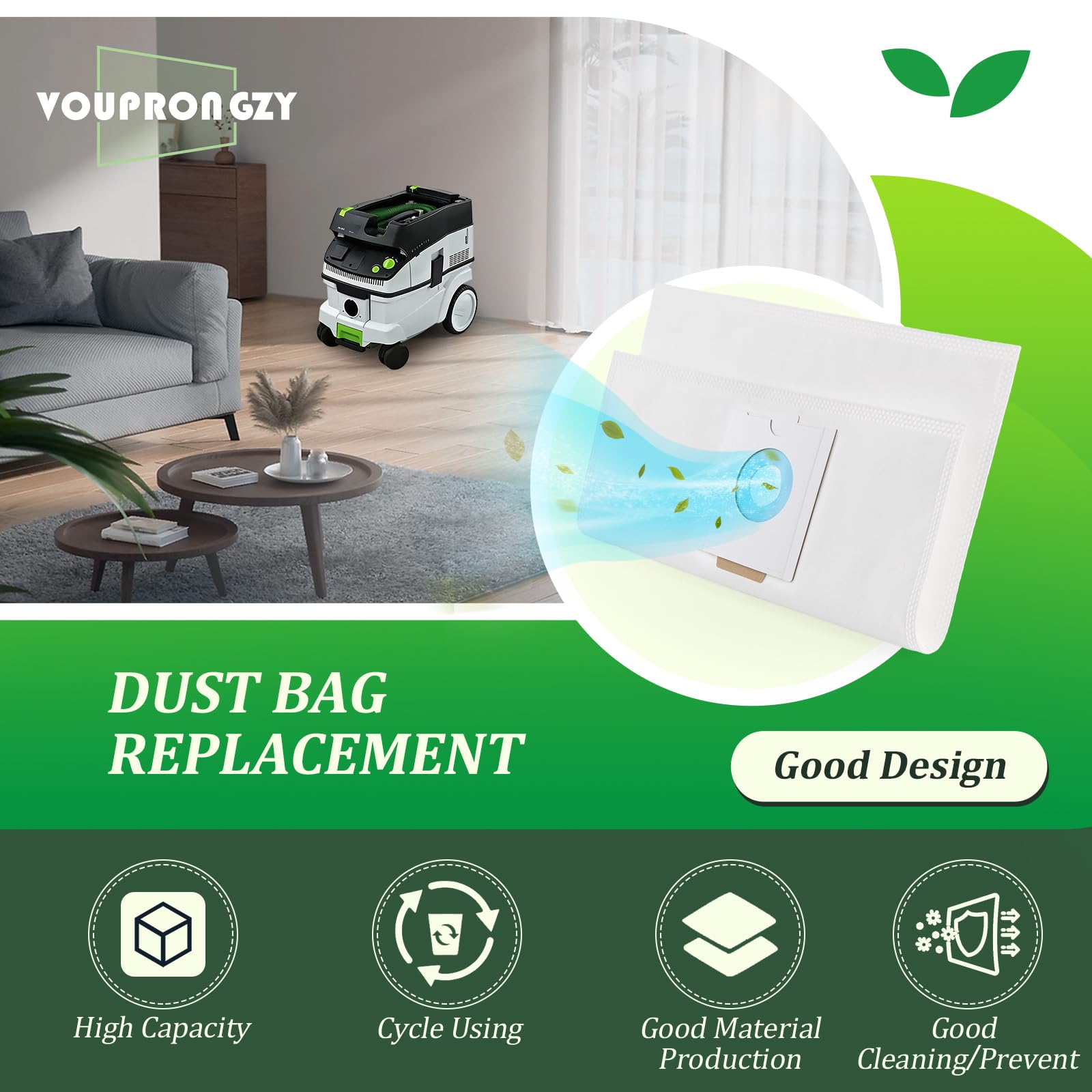 4 Pack Bolsas de Polvo para Festool CT 26 / CTM 26 E Bolsas de Aspiradora para Festool CTL 26 E CLEANTEC Serie/SC FIS-CT 26/5/496187 Bolsas de Vacio Respuesto para Aspiradora Replacement Repuesto