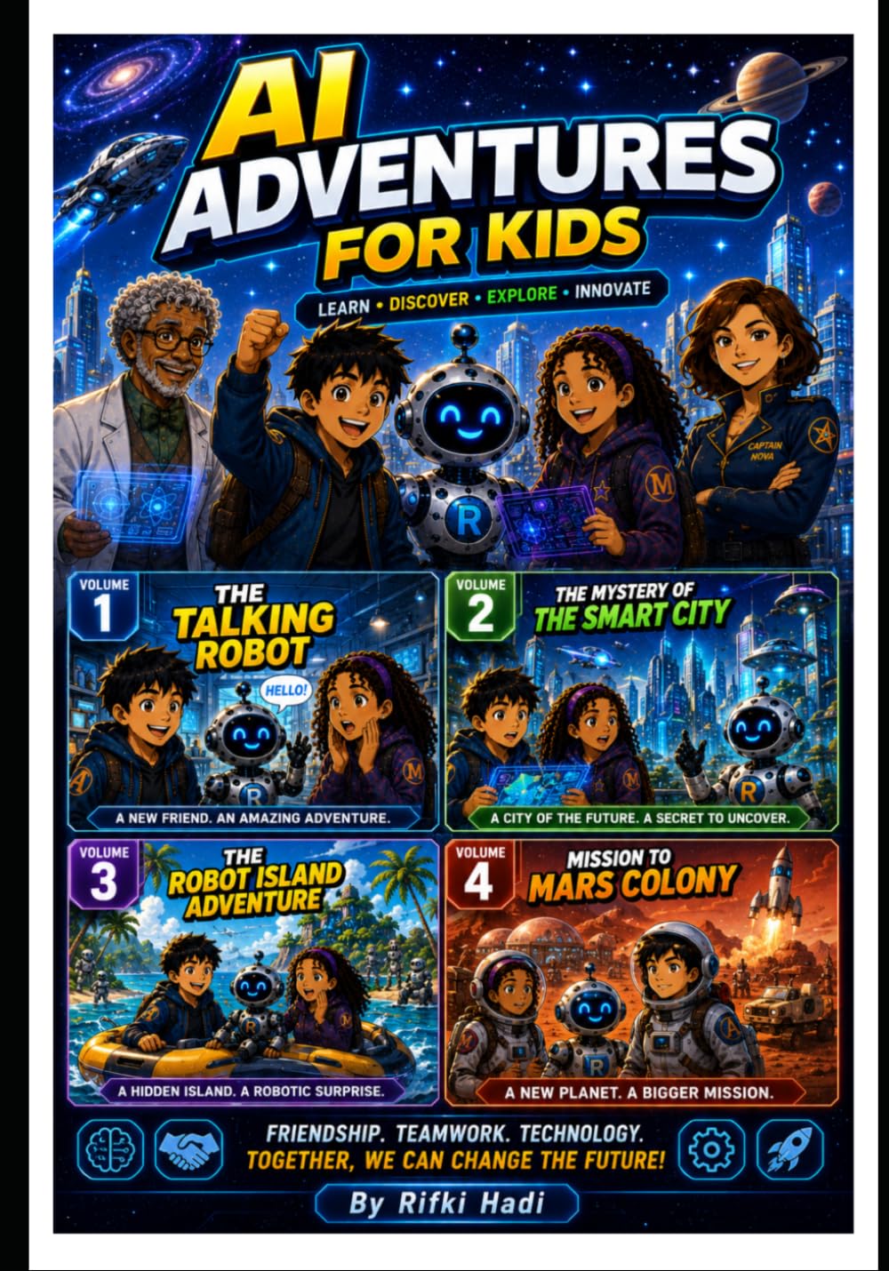 AI Adventures for Kids Volumes 1–4 Collection: The Talking Robot • The Mystery of the Smart City • The Robot Island Adventure • Mission to Mars Colony