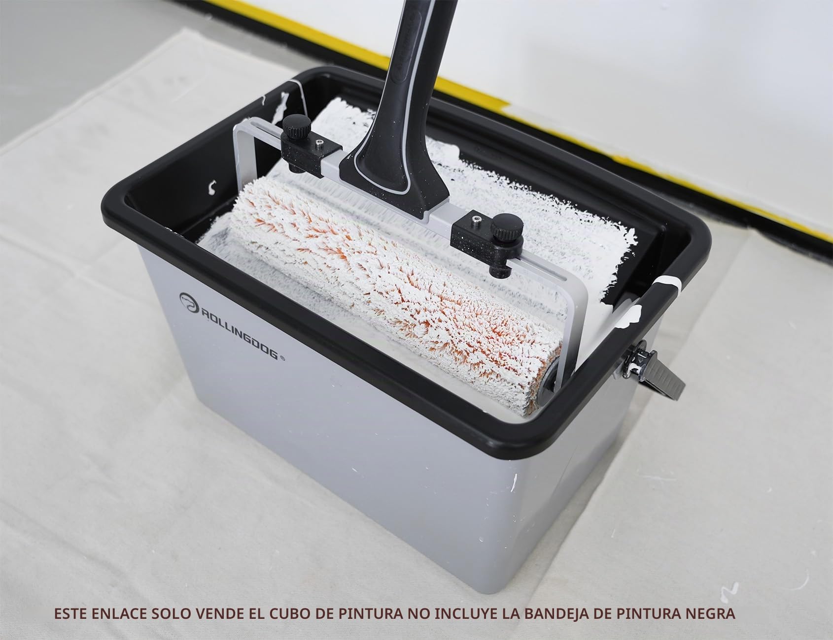 ROLLINGDOG Cubo de pintura de 12 pulgadas, cubo de plástico duradero con rejilla de carga en ángulo, pintura de pared profesional y proyectos de bricolaje