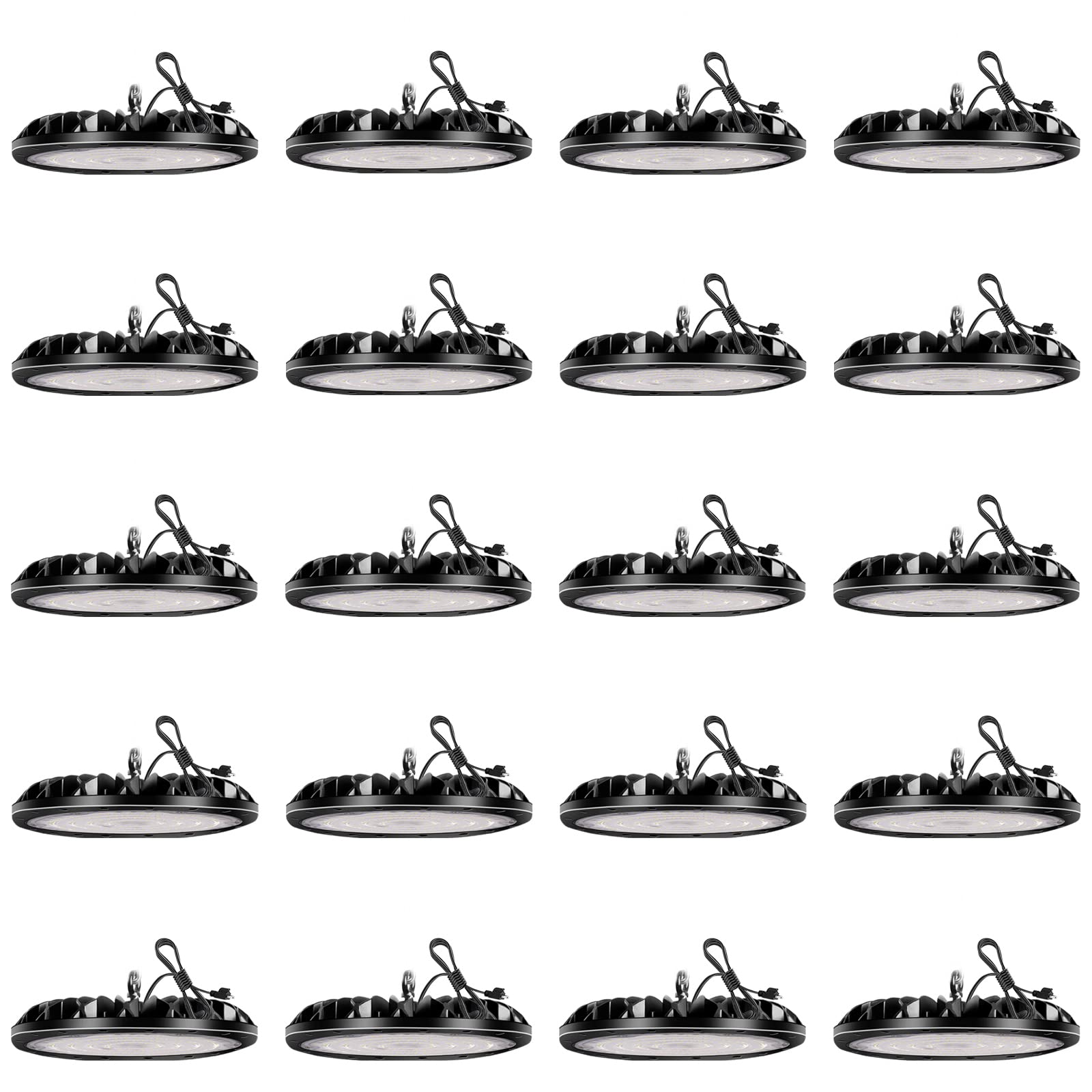 20Pack 300W UFO LED High Bay Light 30000LM 6000K Daylight Super Bright UFO Light Fixture with US Plug