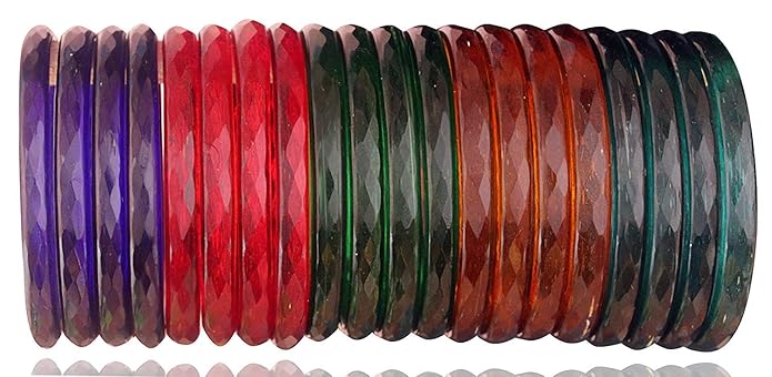 NMII Glass Zircon Gemstone, Colourful Pearls and Glass Mirror Kadaa Set For Women/Girls