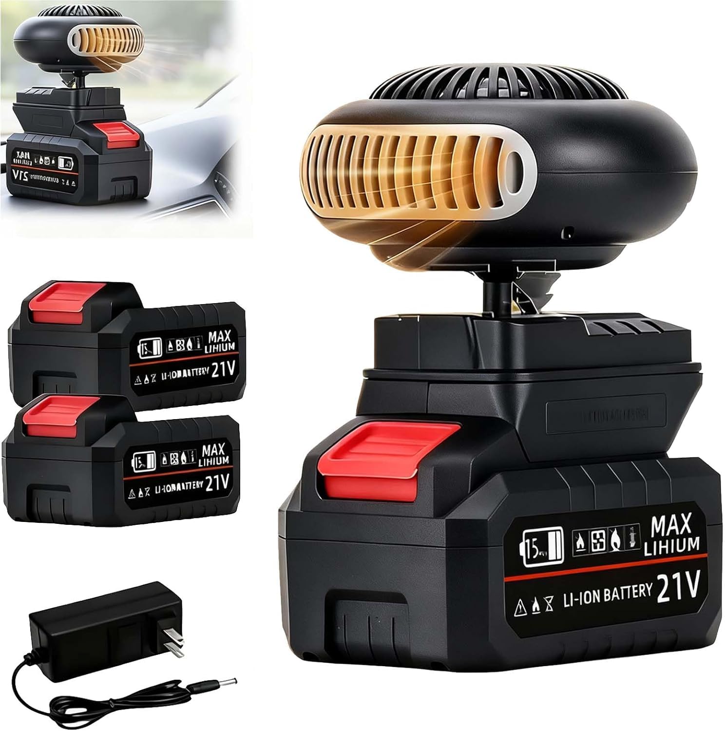 Portable Battery Powered Space Heater Car Heaters for Vehicle Anti Tilt Design Rechargeable Battery Operated Heater for Cars
