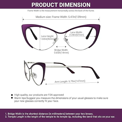 Miniatura 6 de VOOGLAM Annabelle Annabelle - Gafas de bloqueo de luz azul con estilo ojo de gato para mujer