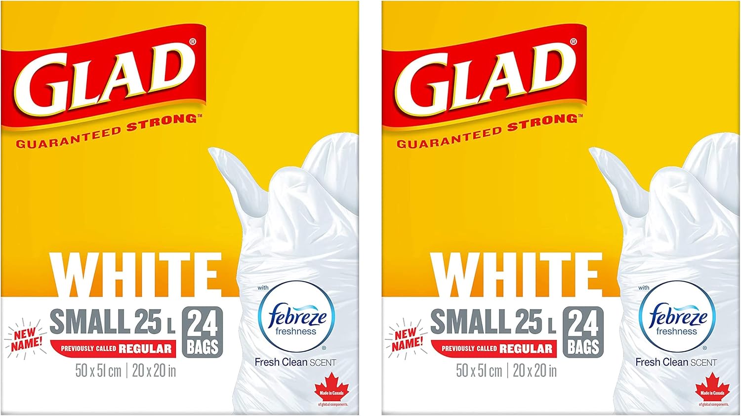 GLAD White Garbage Bags Small 25 Litres Febreze Fresh